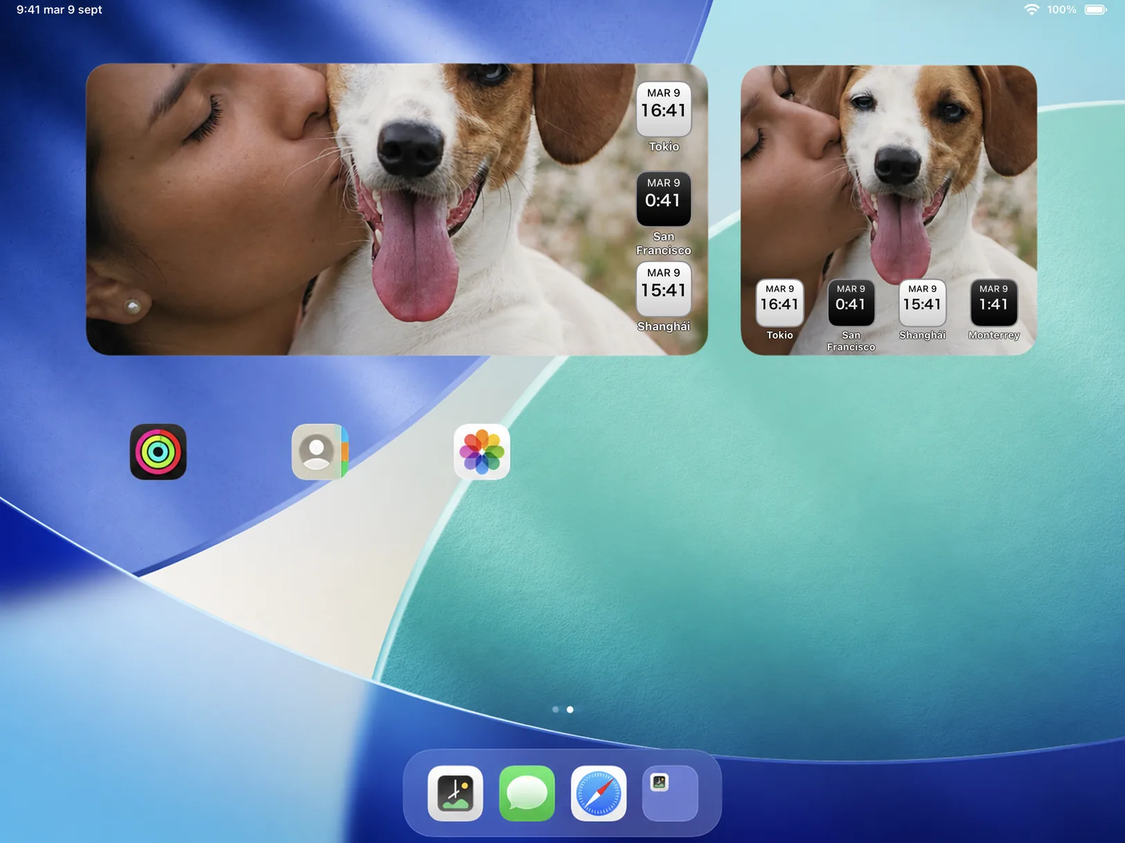 Photo World Clock displaying personal photos and world times