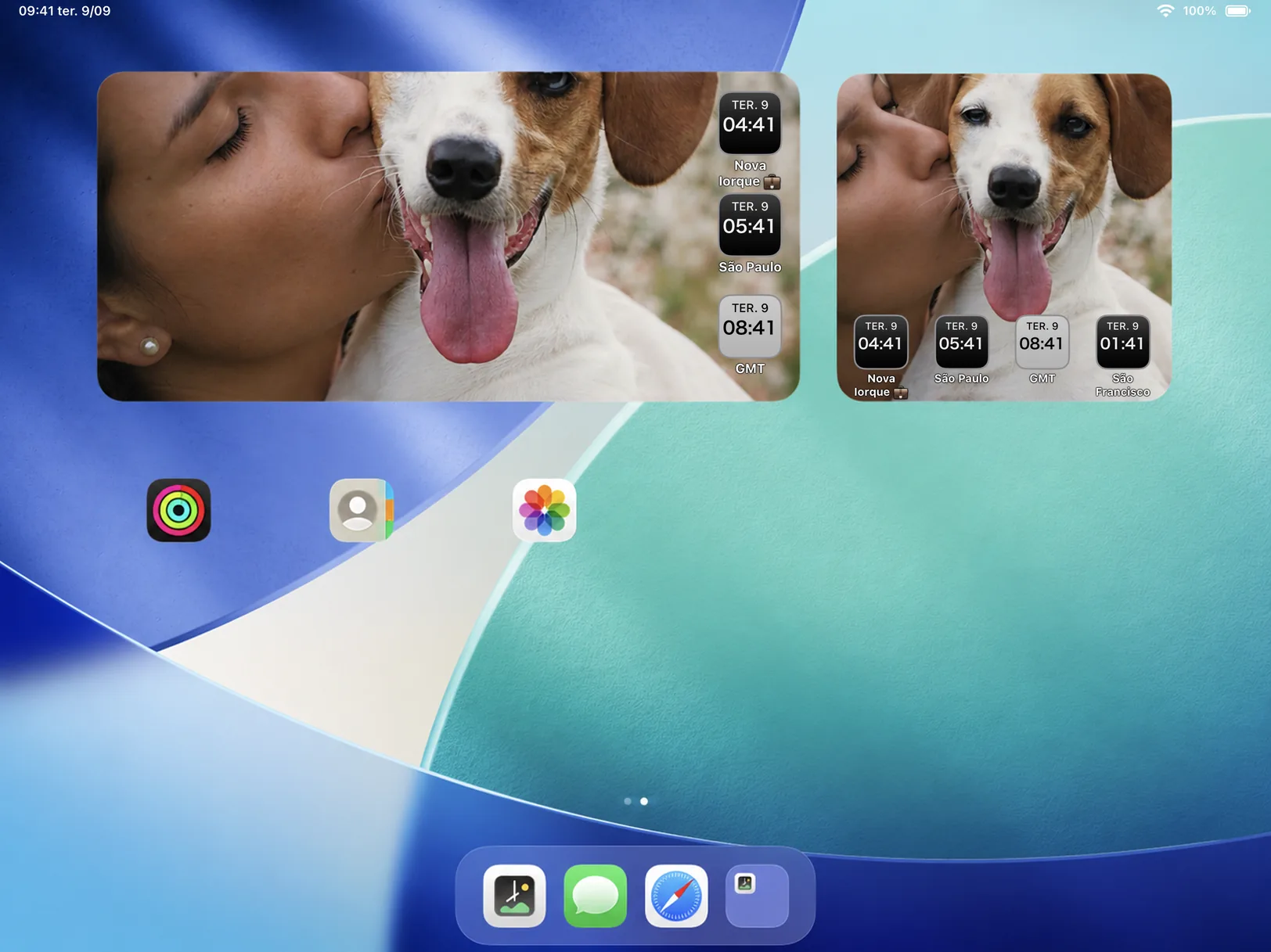 Photo World Clock displaying personal photos and world times