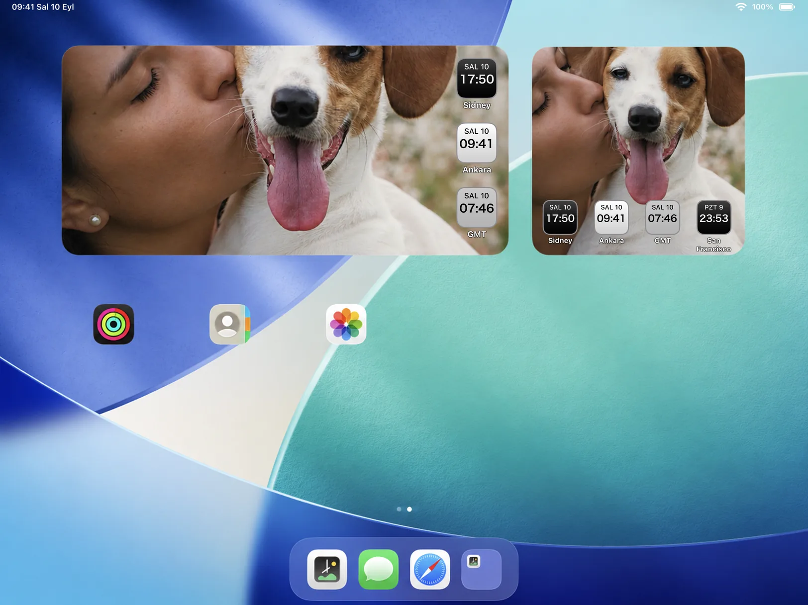 Photo World Clock displaying personal photos and world times
